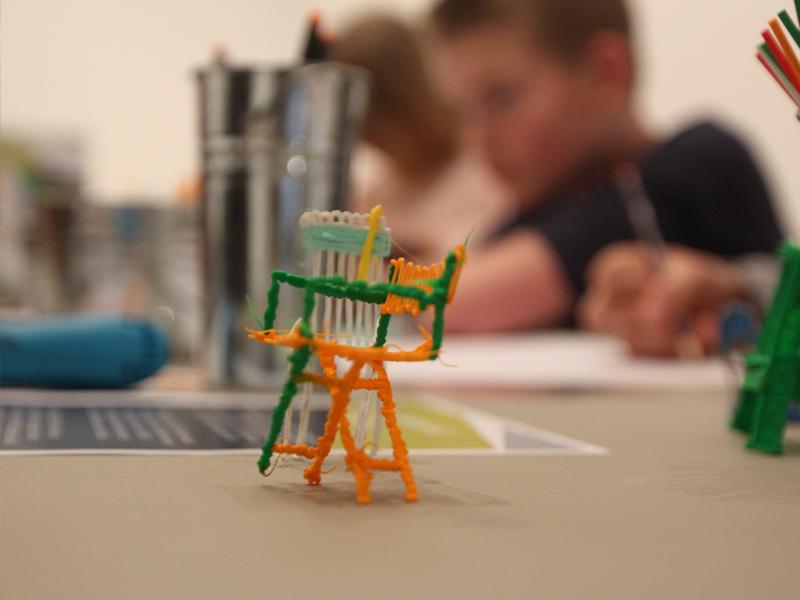 A chair made of string.