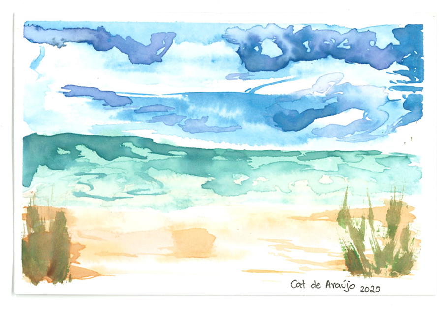 Watercolor postcord no. 5 Cat de Araujo.
